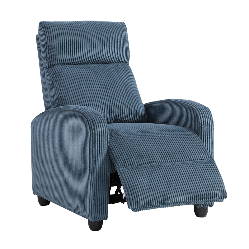 Lexicon Maye Corduroy Push Back Reclining Chair in Midnight Blue