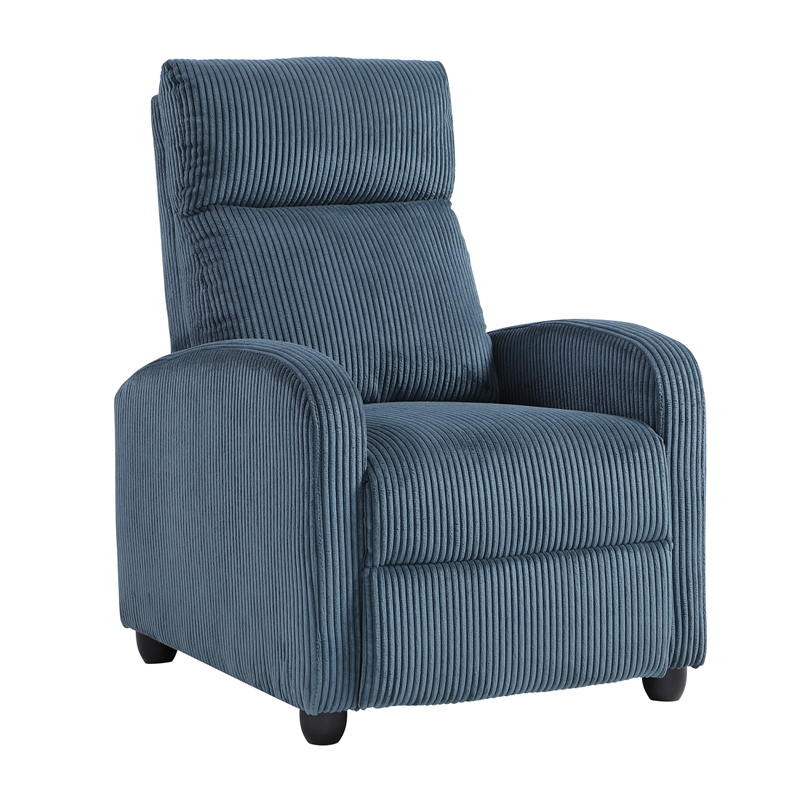 Lexicon Maye Corduroy Push Back Reclining Chair in Midnight Blue