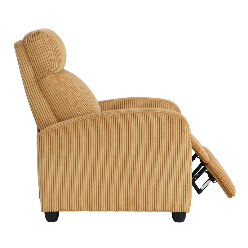 Lexicon Maye Corduroy Push Back Reclining Chair in Yellow