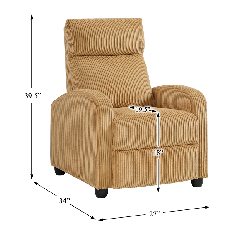 Lexicon Maye Corduroy Push Back Reclining Chair in Yellow