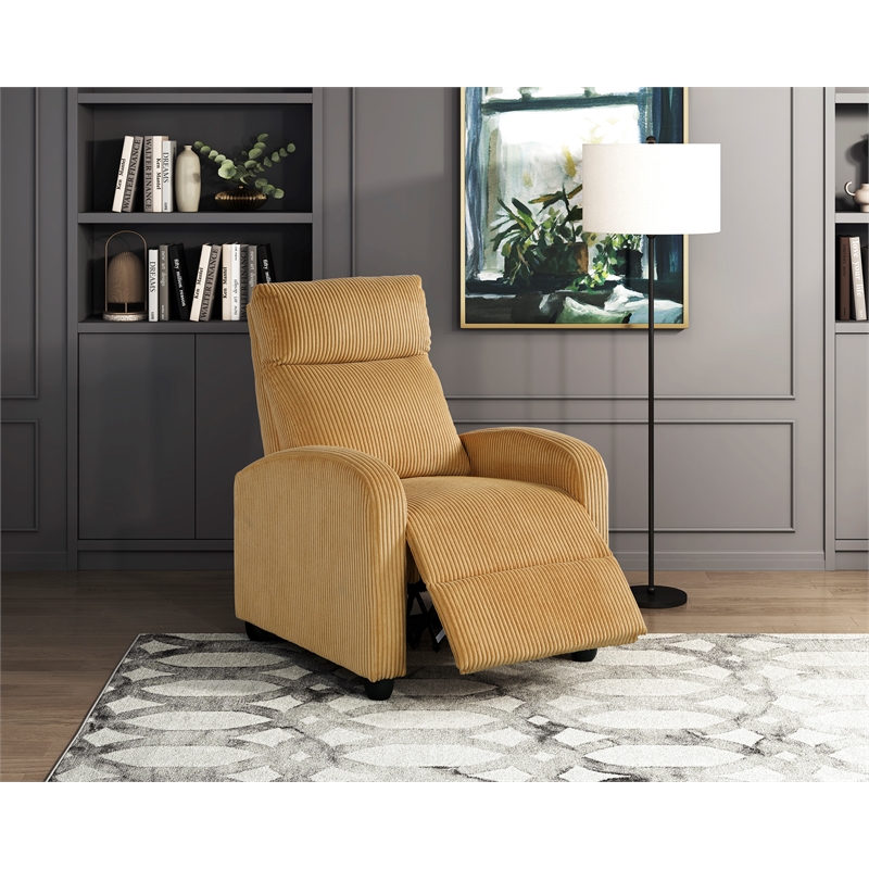 Lexicon Maye Corduroy Push Back Reclining Chair in Yellow