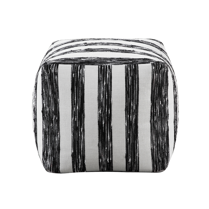 Lexicon Avril Jacquard Fabric Upholstery Pouf in Multi-color