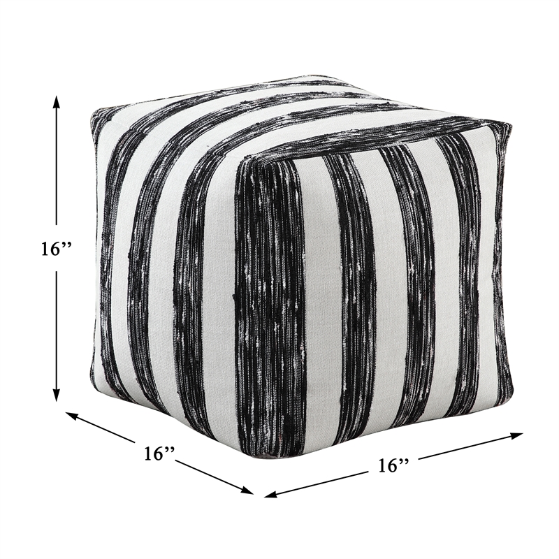 Lexicon Avril Jacquard Fabric Upholstery Pouf in Multi-color