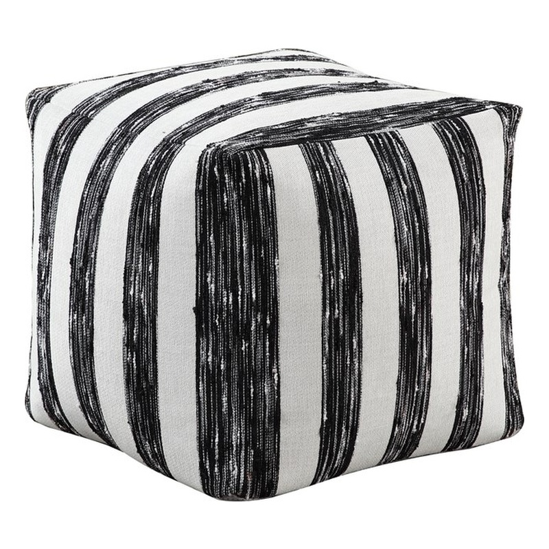 Lexicon Avril Jacquard Fabric Upholstery Pouf in Multi-color