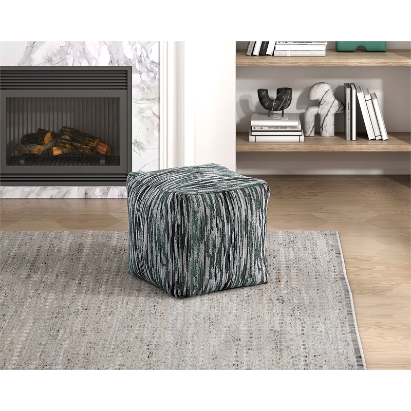 Lexicon Lundy Jacquard Fabric Upholstery Pouf in Multi-color