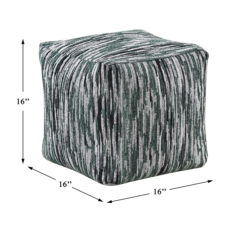 Lexicon Lundy Jacquard Fabric Upholstery Pouf in Multi-color