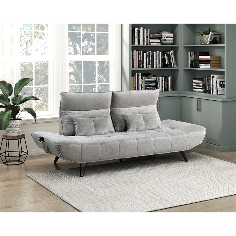Lexicon Quonsett Chenille Sofa with Adjustable Seat Depth and Headrests in Gray