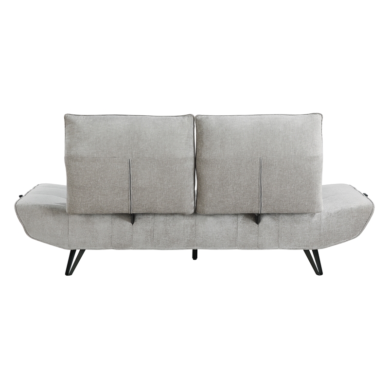 Lexicon Quonsett Chenille Sofa with Adjustable SeatDepth and Headrests LightGray