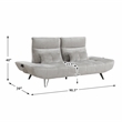 Lexicon Quonsett Chenille Sofa with Adjustable SeatDepth and Headrests LightGray