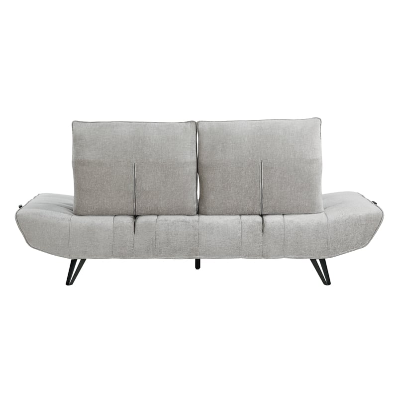 Lexicon Quonsett Chenille Sofa with Adjustable SeatDepth and Headrests LightGray