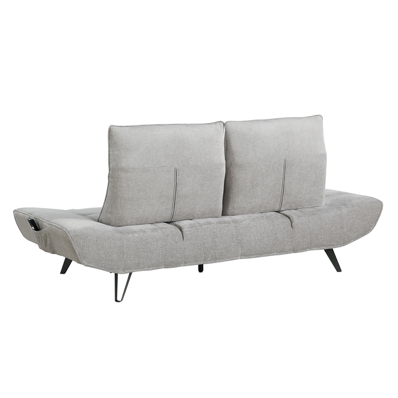 Lexicon Quonsett Chenille Sofa with Adjustable SeatDepth and Headrests LightGray