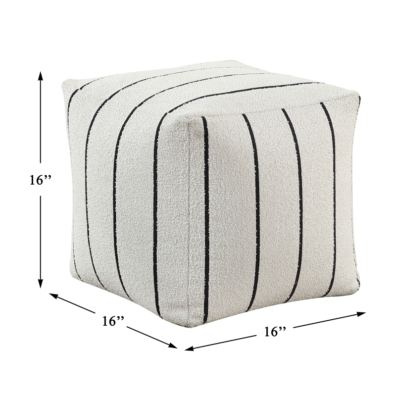 Lexicon Pewter Jacquard Fabric Upholstery Pouf in Multi-color