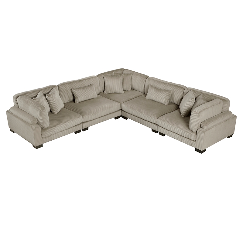 Lexicon Traverse Corduroy 5-Piece Modular Sectional in Taupe
