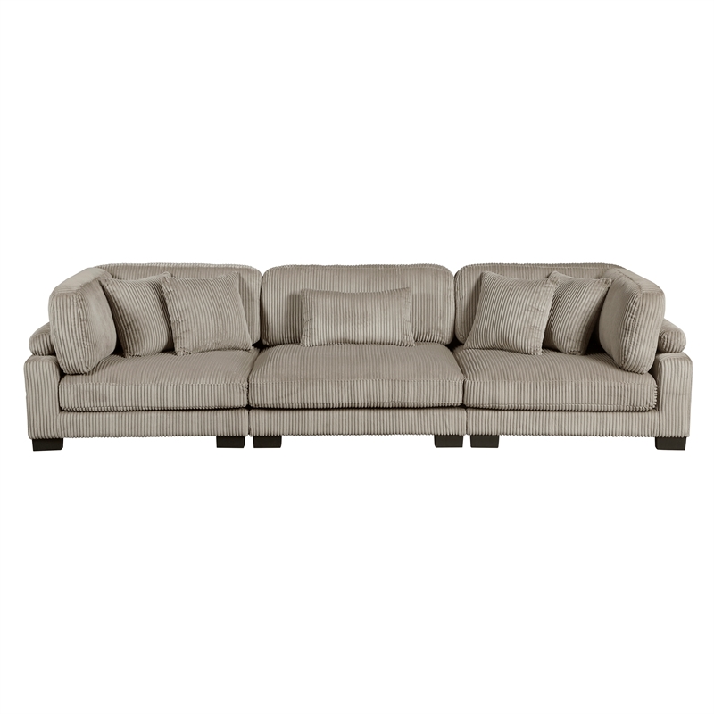 Lexicon Traverse Corduroy Fabric Upholstered Sofa in Taupe