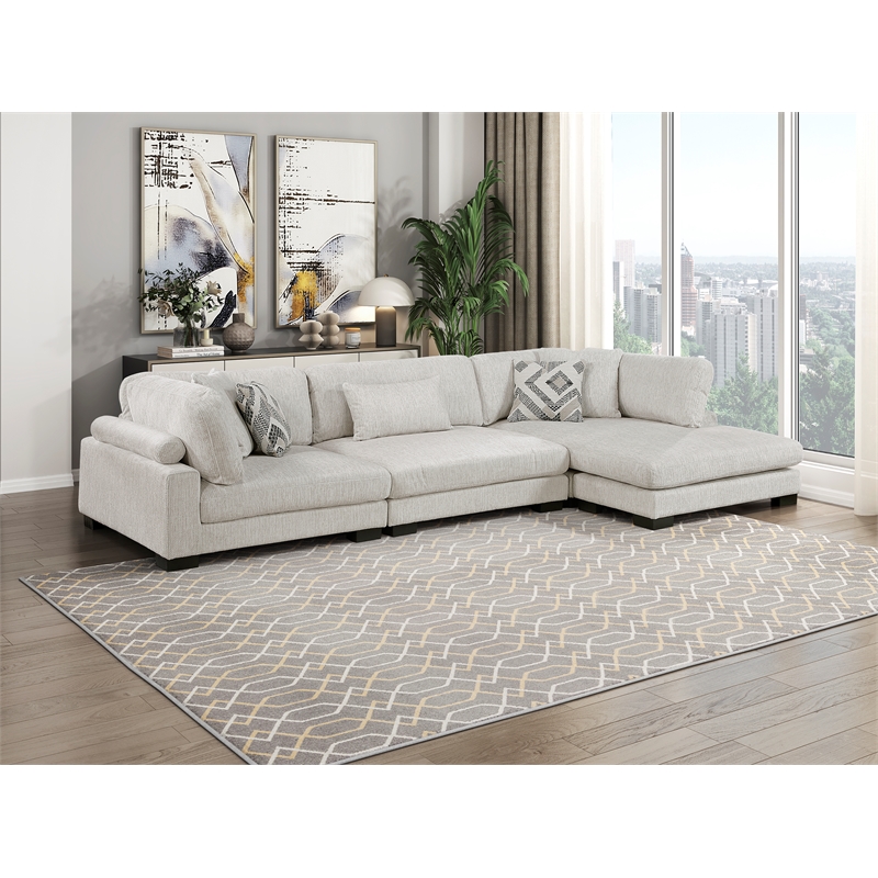 Lexicon Corydon Microfiber 3-Piece Modular Sectional with Chaise in Beige