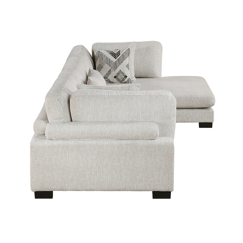 Lexicon Corydon Microfiber 3-Piece Modular Sectional with Chaise in Beige