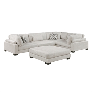 Lexicon Corydon Microfiber 5-Piece Modular Sectional with Ottoman in Beige