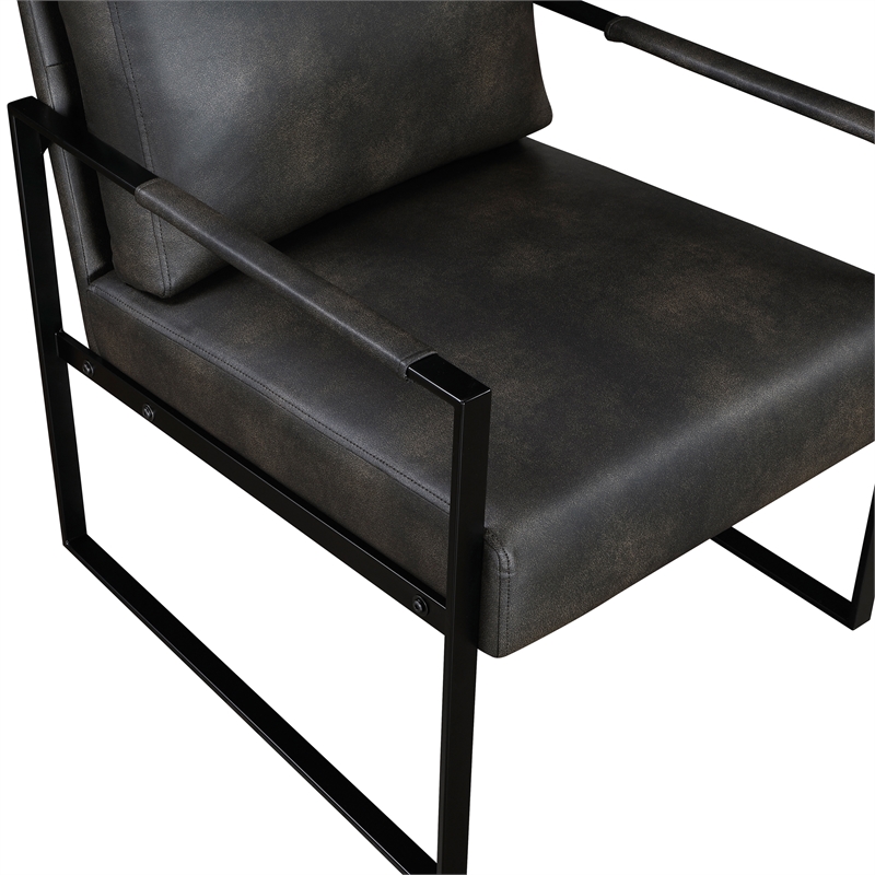 Lexicon Brynda Faux leather Accent Chair in Dark gray