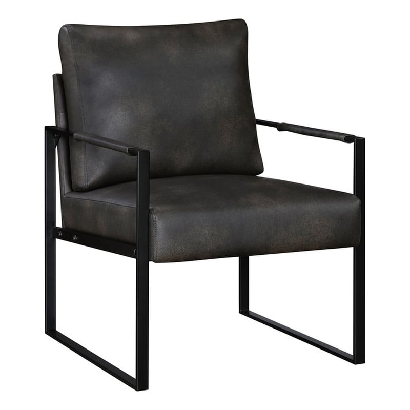 Lexicon Brynda Faux leather Accent Chair in Dark gray