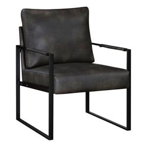 Lexicon Brynda Faux leather Accent Chair in Dark gray