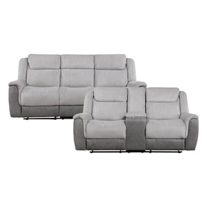 Lexicon Harriette Chenille 2pc Set Sofa+ Loveseat in Gray