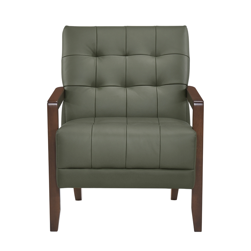 Lexicon Crafton Leather Accent Chair in Green