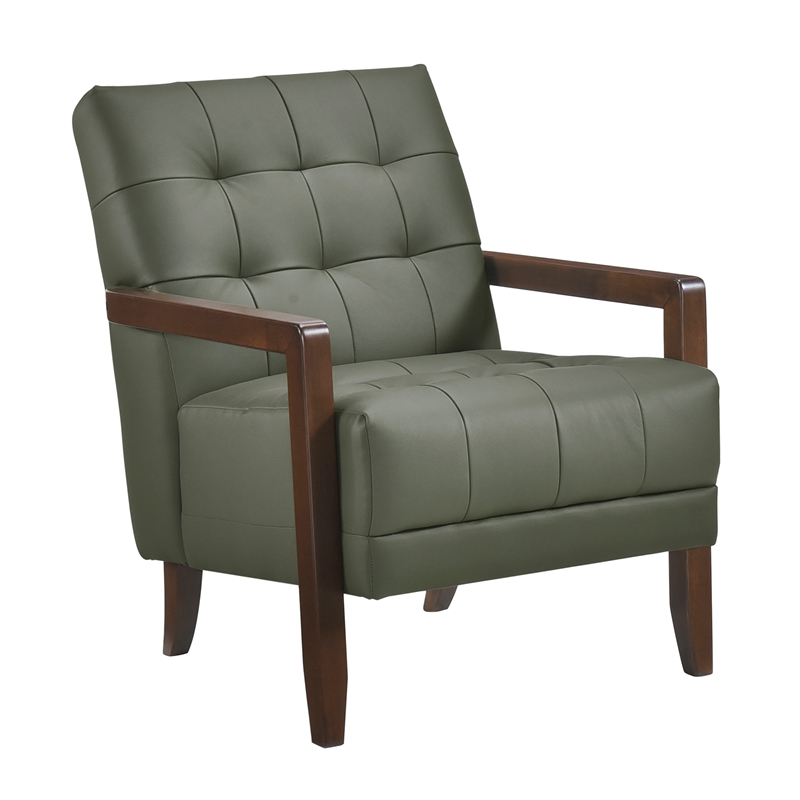 Lexicon Crafton Leather Accent Chair in Green