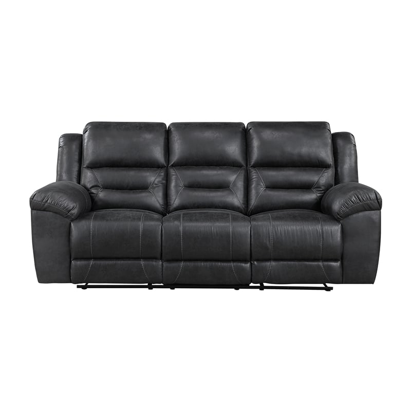 Lexicon Hazen Microfiber Double Reclining Sofa in Black