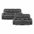 Lexicon Newnan Faux leather 2pc Set Sofa+Loveseat in Gray