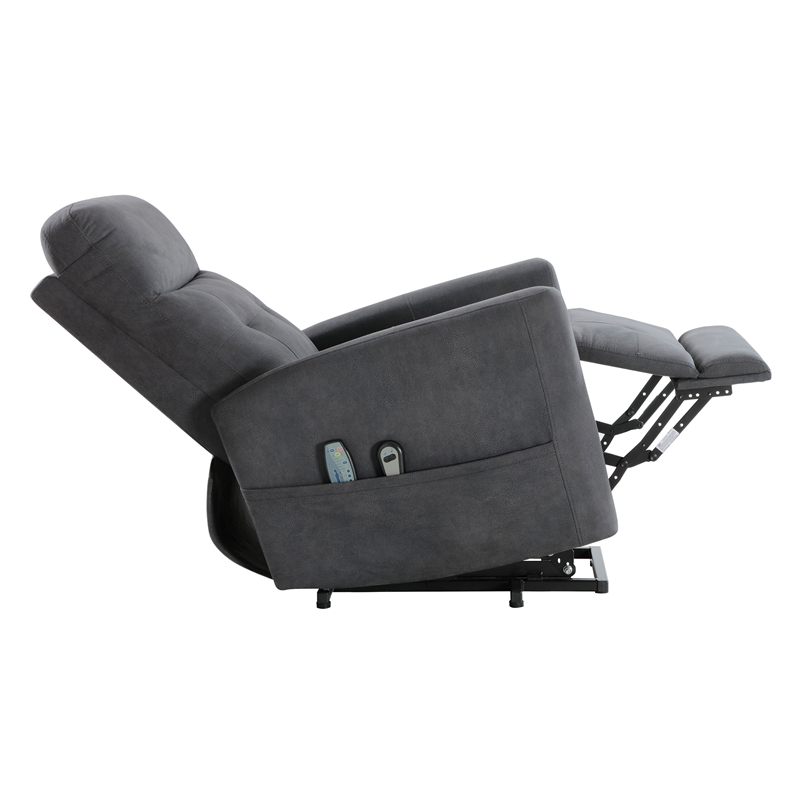 Lexicon Wichita Microfiber Power Lift Chair with Massage and Heat in Dark gray