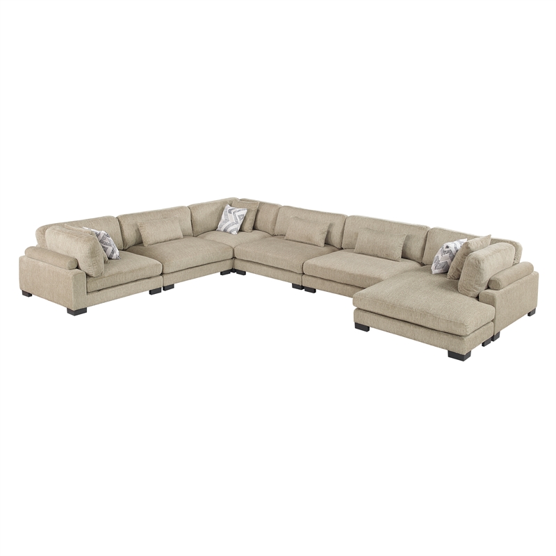 Lexicon Corydon Microfiber 6-Piece Modular Sectional with Chaise in Brown
