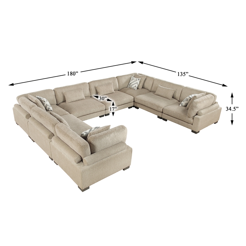 Lexicon Corydon Microfiber 8-Piece Modular Sectional in Brown