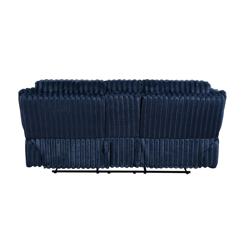 Lexicon Goodland Corduroy Double Reclining Love Seat with Center Console in Blue