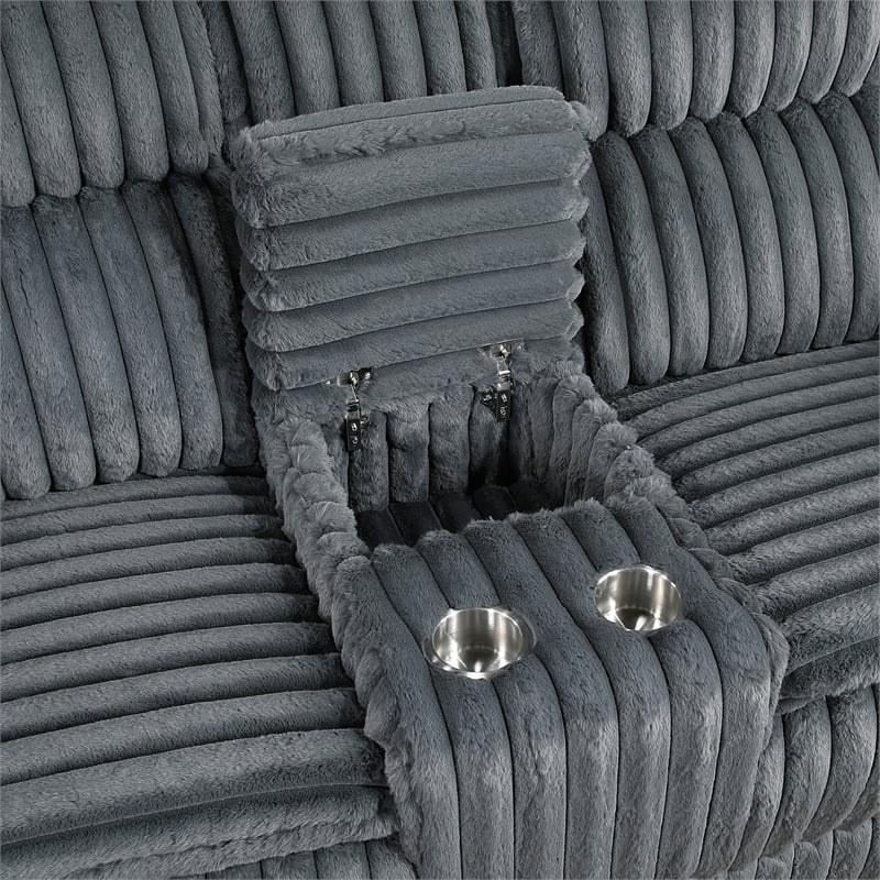 Lexicon Goodland Corduroy Dbl Rclng Love Seat with Center Console in Dark gray