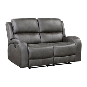 Lexicon Pagosa Microfiber Double Reclining Love Seat in Gray