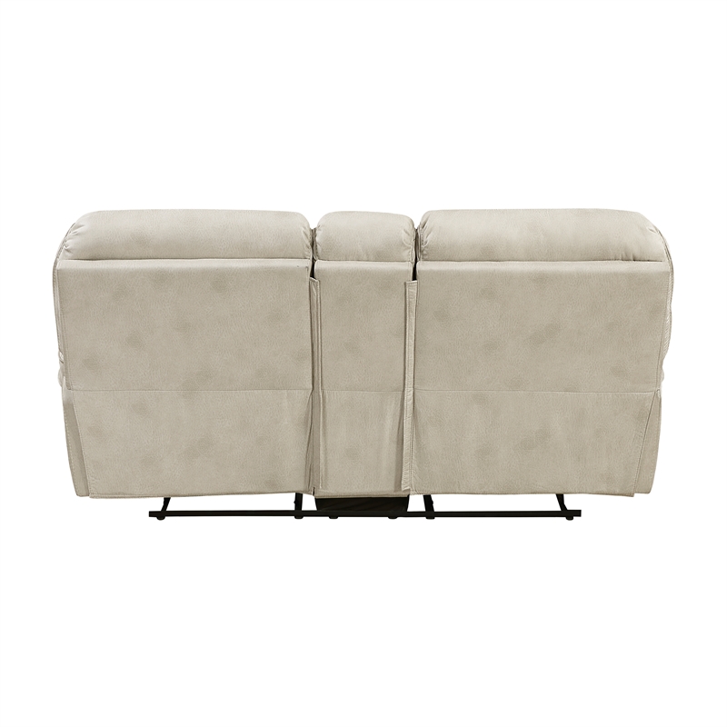 Lexicon Proctor Microfiber Double Reclining Love Seat w/ Center Console in Sand