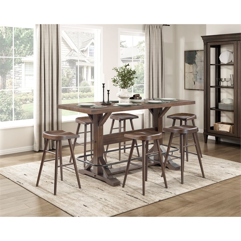 Lexicon Oliver Solid Wood Pub Height Table in Brown