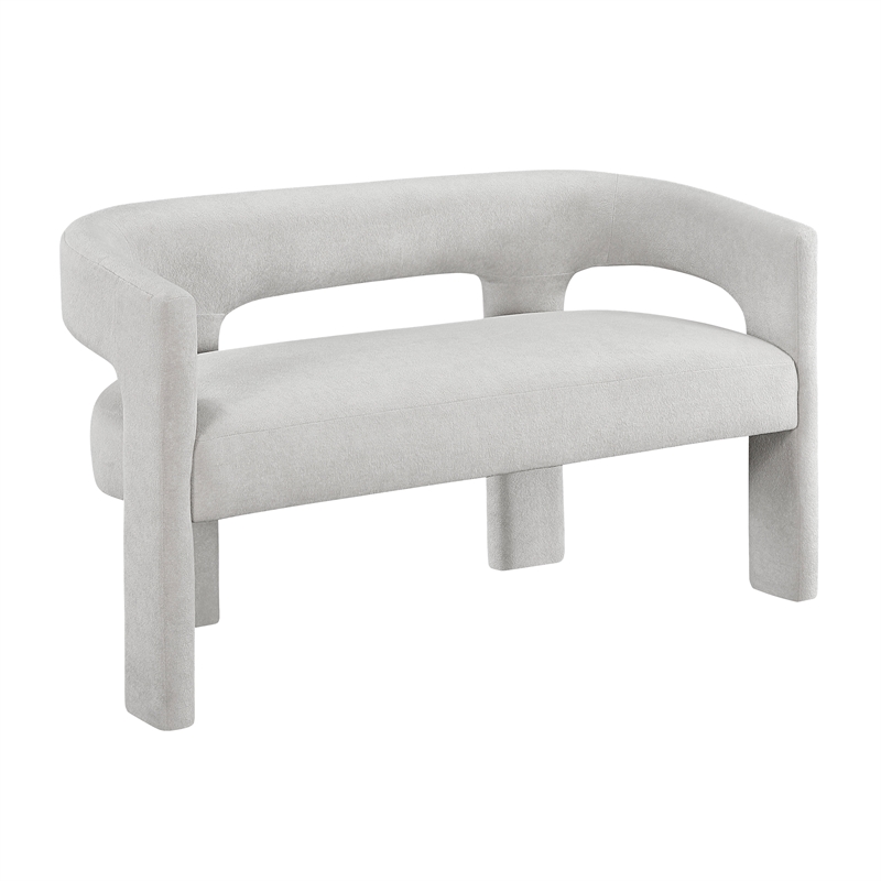 Lexicon Marais Boucle Fabric Dining Bench in Light Gray