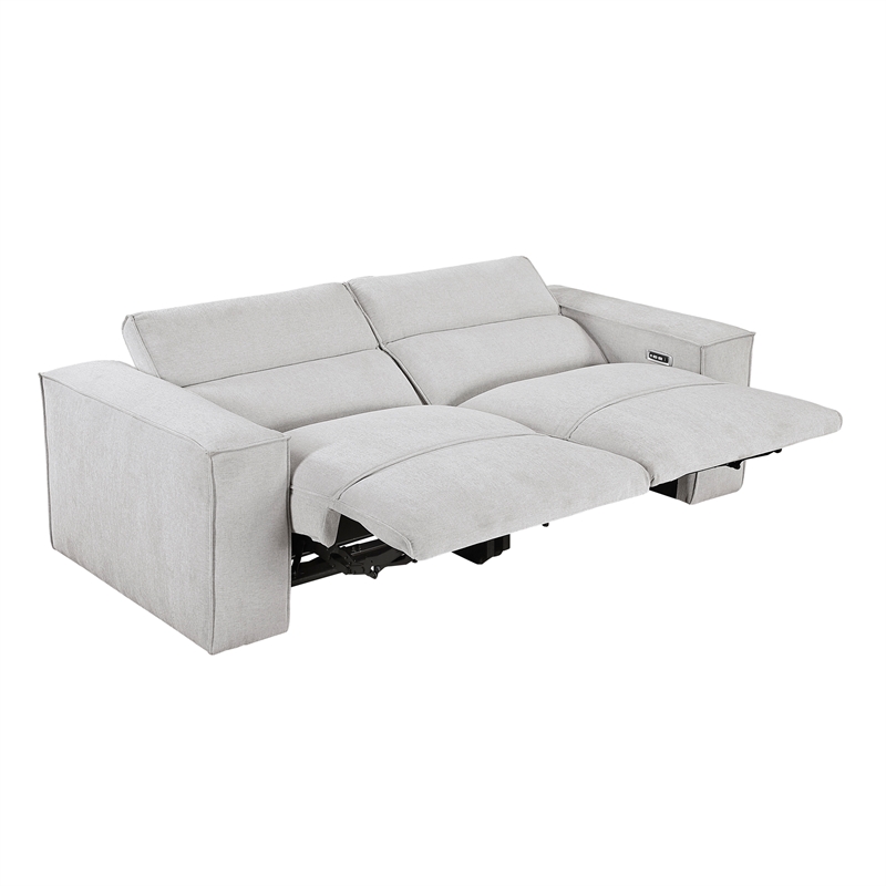 Lexicon Phoebe Microfiber Pwr Dbl Rclng Love Seat w/ Pwr Headrests in Light Gray