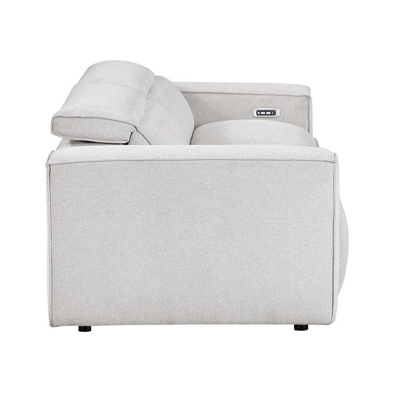 Lexicon Phoebe Microfiber Pwr Dbl Rclng Love Seat w/ Pwr Headrests in Light Gray