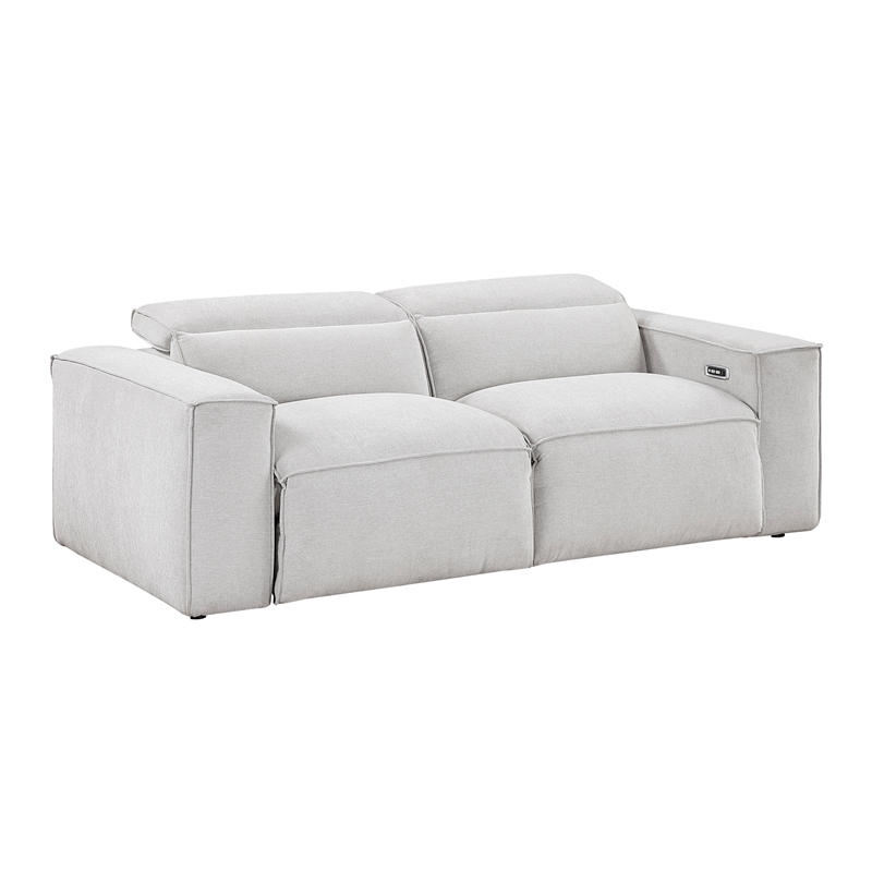 Lexicon Phoebe Microfiber Pwr Dbl Rclng Love Seat w/ Pwr Headrests in Light Gray