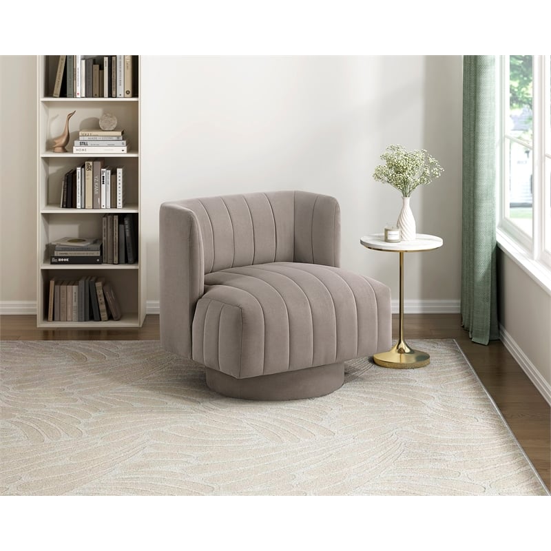 Lexicon Joyce Textured Fabric Upholstery Swivel Chair in Taupe