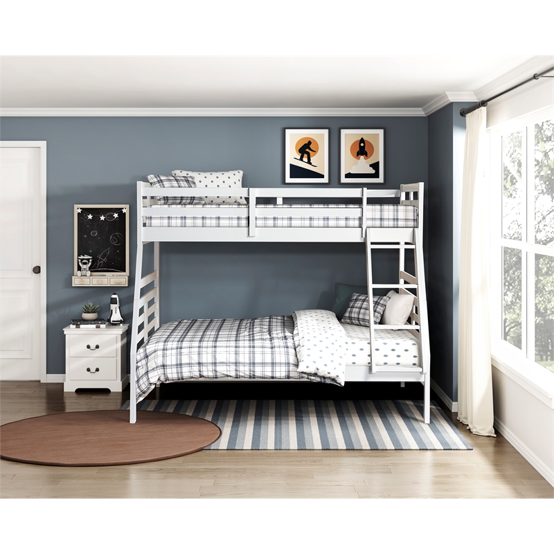 Lexicon Darden Pine Wood Twin/Full Bunk Bed in White
