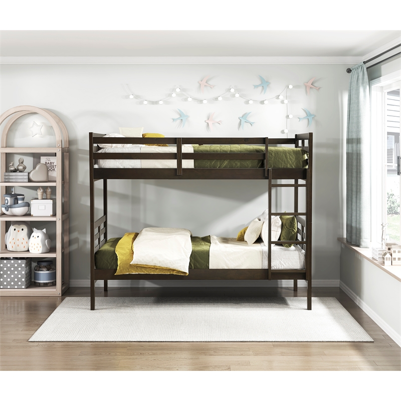 Lexicon Darden Pine Wood Twin/Twin Bunk Bed in Dark Brown Finish