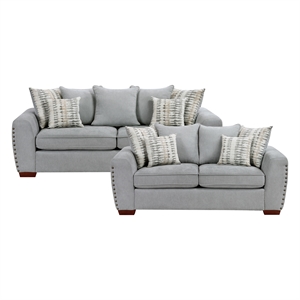 Lexicon Hume Chenille Fabric Upholstered Love Seat in Gray