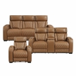 Lexicon Fairway Faux Leather Power Double Reclining Sofa in Brown