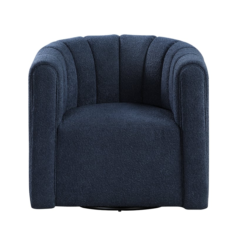 Lexicon Essex Boucle Swivel Chair with Ottoman in Blue