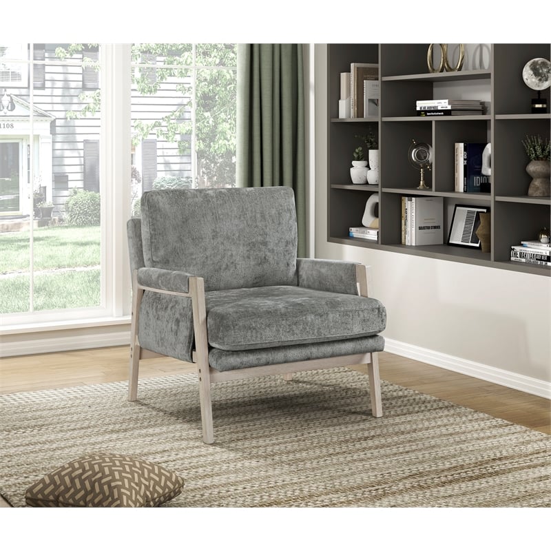 Lexicon Umar Chenille Accent Chair in Brownish Gray