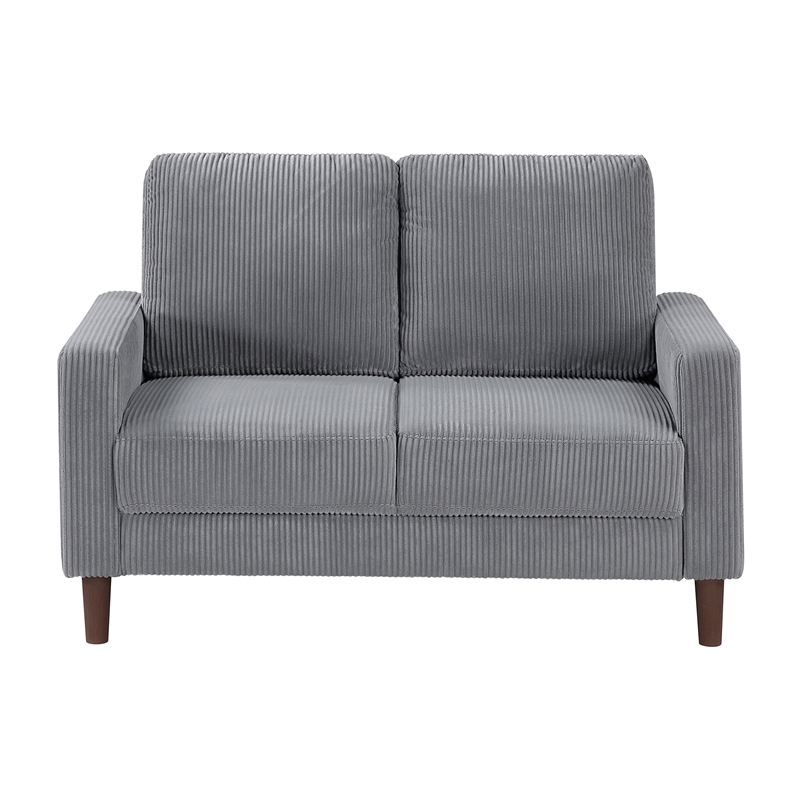 Lexicon Crandall Corduroy Fabric Upholstered Sofa in Gray