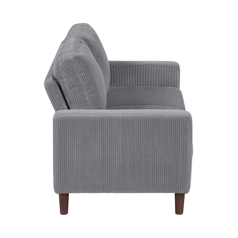 Lexicon Crandall Corduroy Fabric Upholstered Sofa in Gray